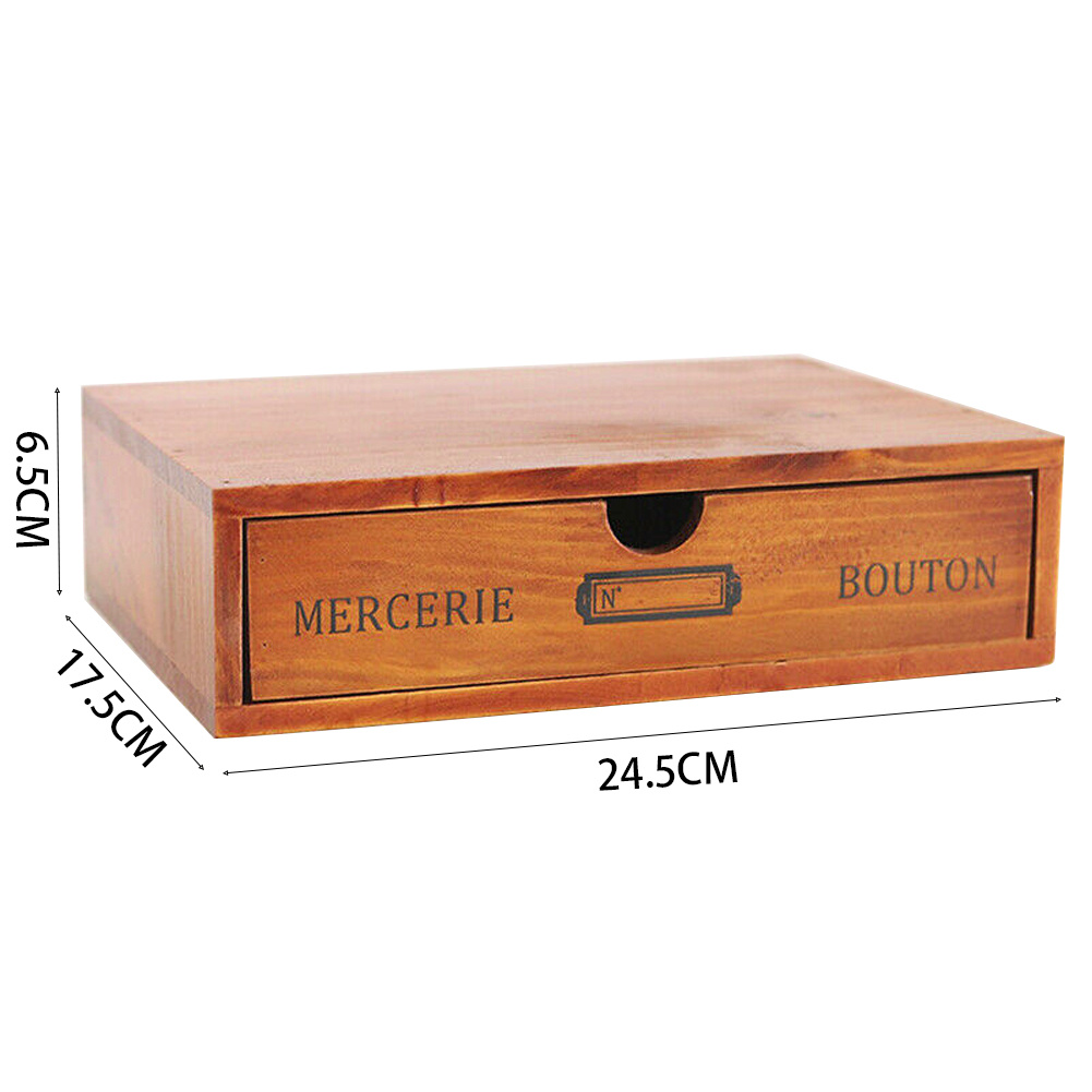Vintage Wooden Jewelry Box with Drawer, 3-in-1 Organizer